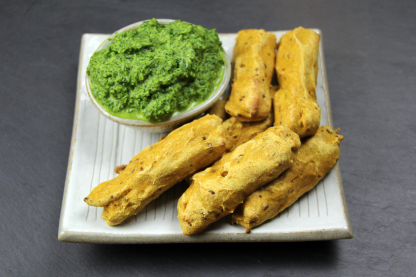 Kürbissticks mit Spinat-Dip