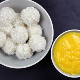 Sticky Reisbällchen mit Mango Dip (vegan)